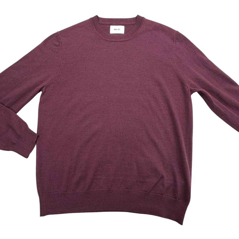 NN.07 Sweater Mens L Maroon 100% Wool Crew Neck Lightweight Knit Pullover